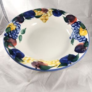 Dansk Tuscany Multicolored Fruit Rim White Pasta Serving Bowl Italian 13.5 in